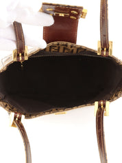 棕色/米色西葫芦图案手提包