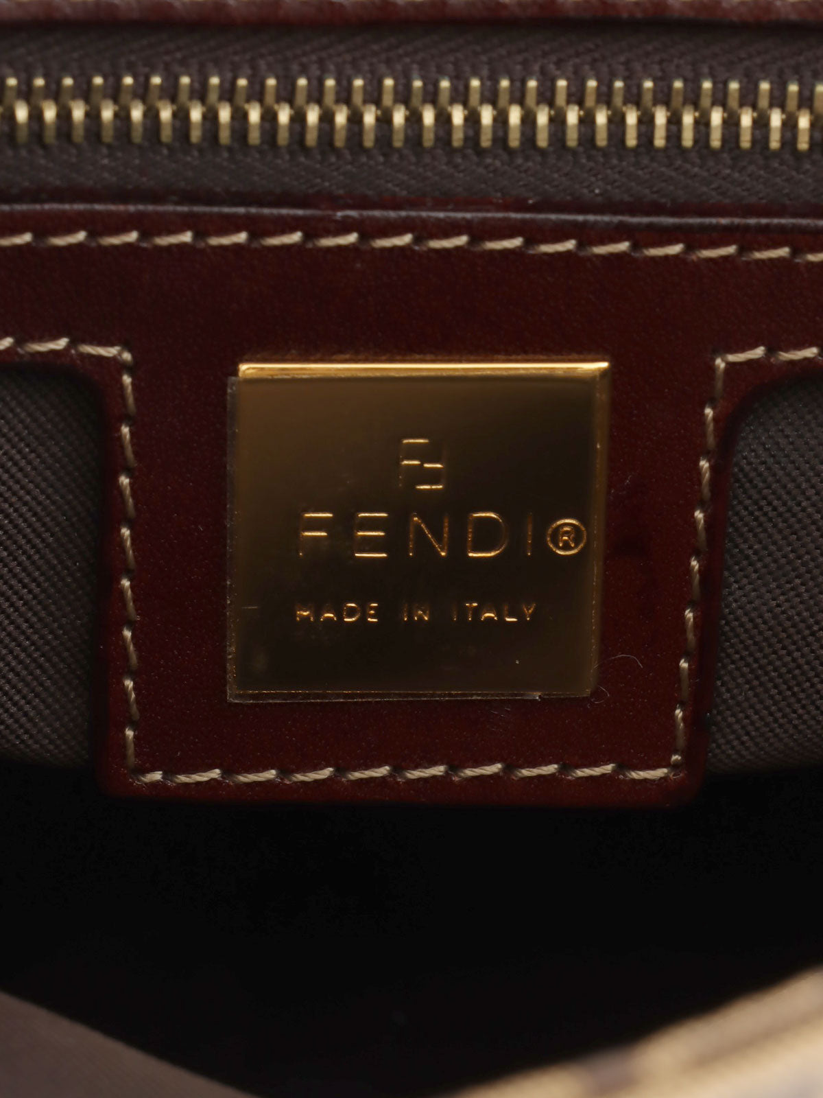 棕色/米色西葫芦图案手提包