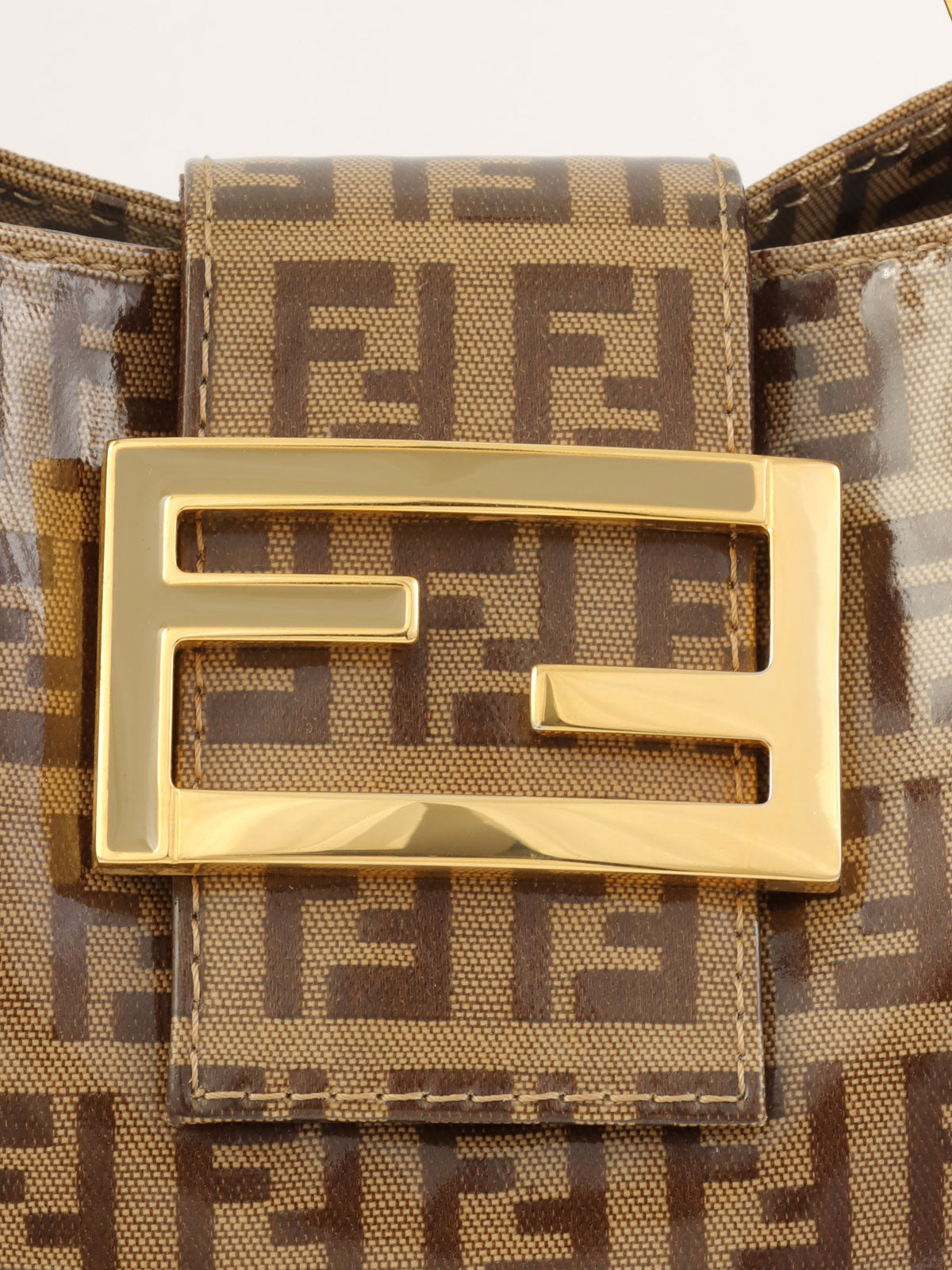 棕色/米色西葫芦图案手提包