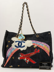 2005 Denim Night Flight Chain Tote Bag, Indigo