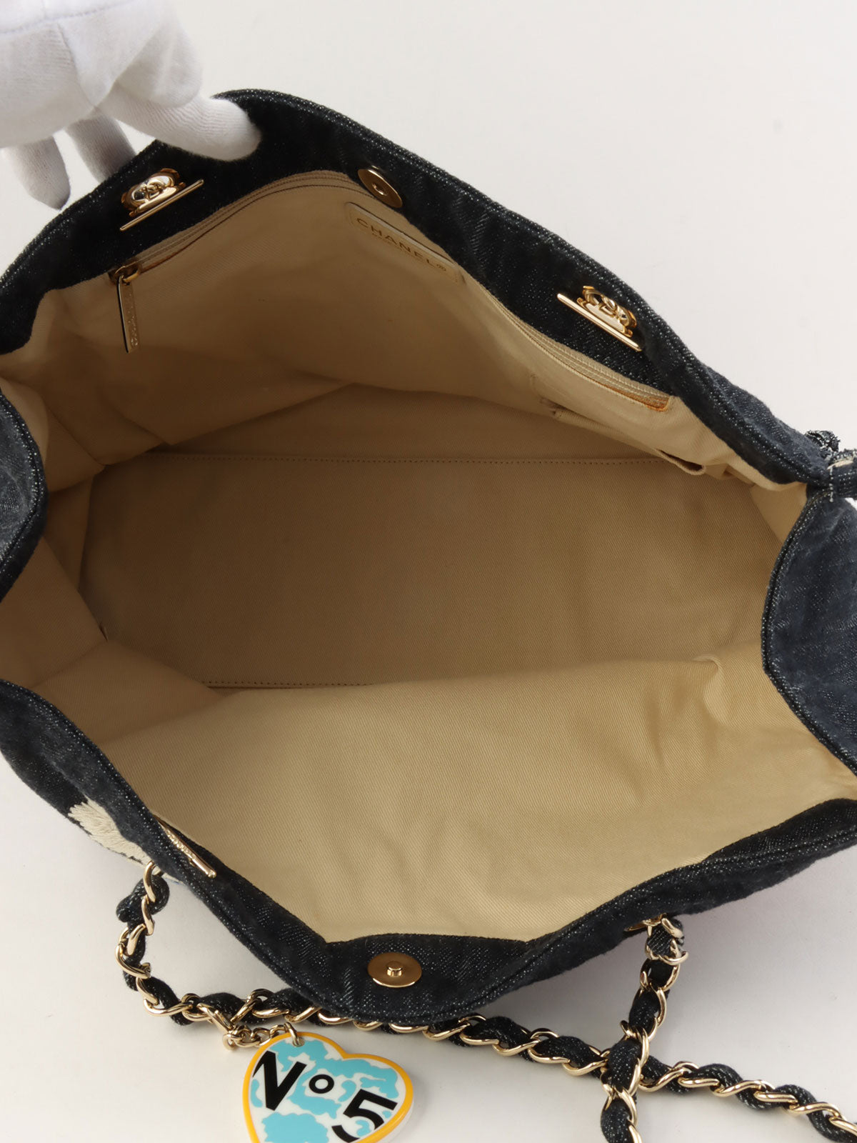 2005 Denim Night Flight Chain Tote Bag, Indigo