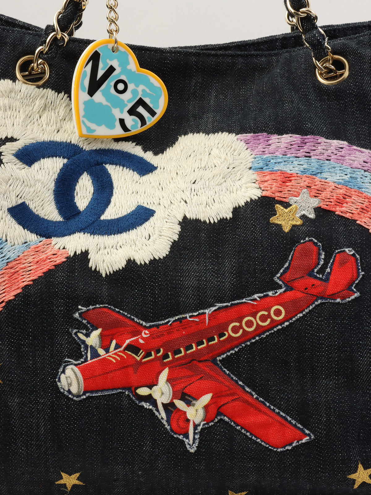 2005 Denim Night Flight Chain Tote Bag, Indigo