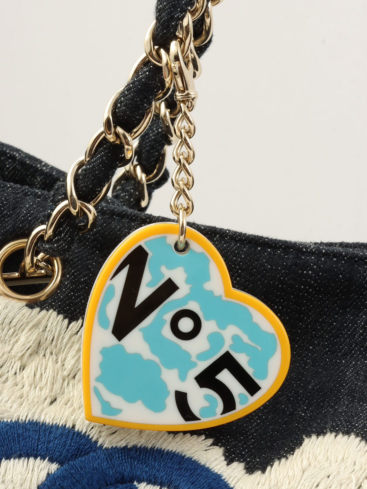 2005 Denim Night Flight Chain Tote Bag, Indigo