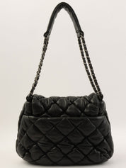2008 Bubble Quilt CC Mark Plate Chain Shoulder Bag Black