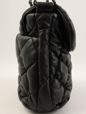 2008 Bubble Quilt CC Mark Plate Chain Shoulder Bag Black