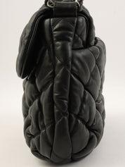 2008 Bubble Quilt CC Mark Plate Chain Shoulder Bag Black