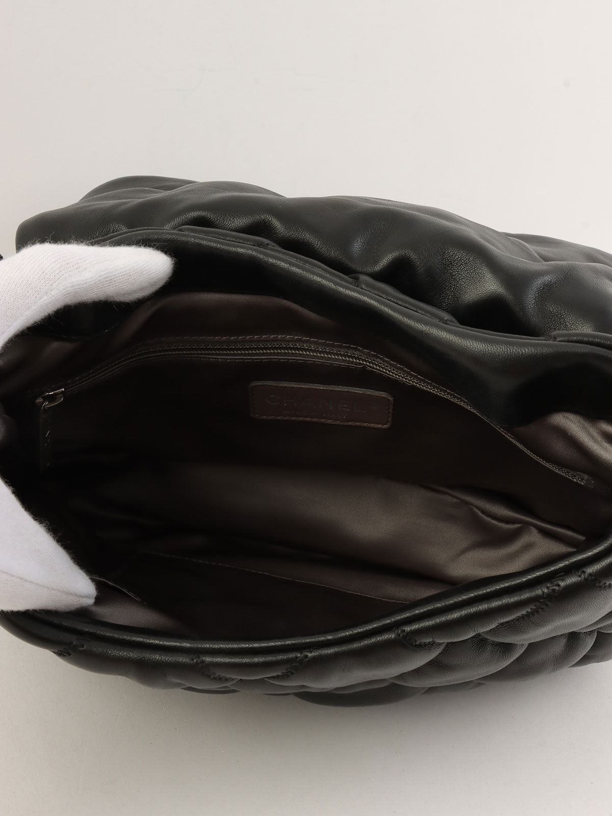 2008 Bubble Quilt CC Mark Plate Chain Shoulder Bag Black