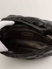 2008 Bubble Quilt CC Mark Plate Chain Shoulder Bag Black