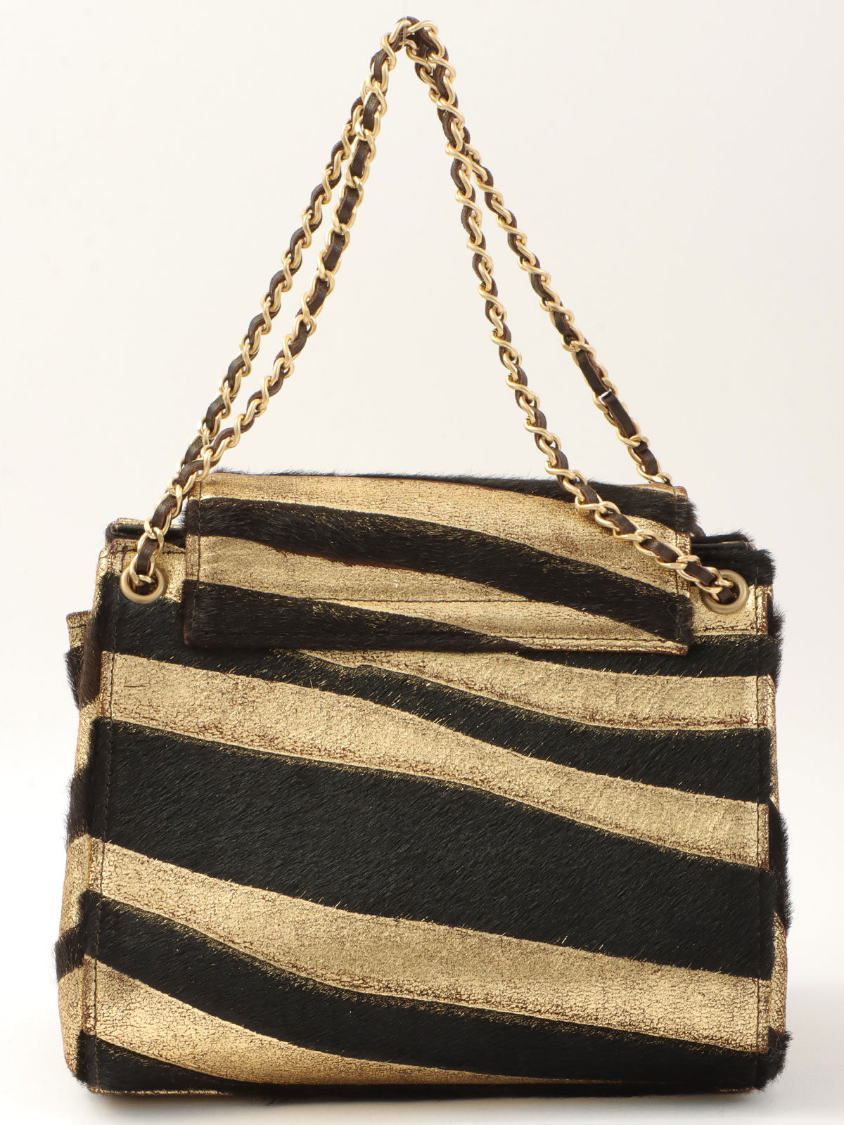 2000年頃製 ゼブラモチーフ2.55チェーンミニハンドバッグ ゴールド/ブラック