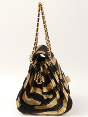 2000年頃製 ゼブラモチーフ2.55チェーンミニハンドバッグ ゴールド/ブラック