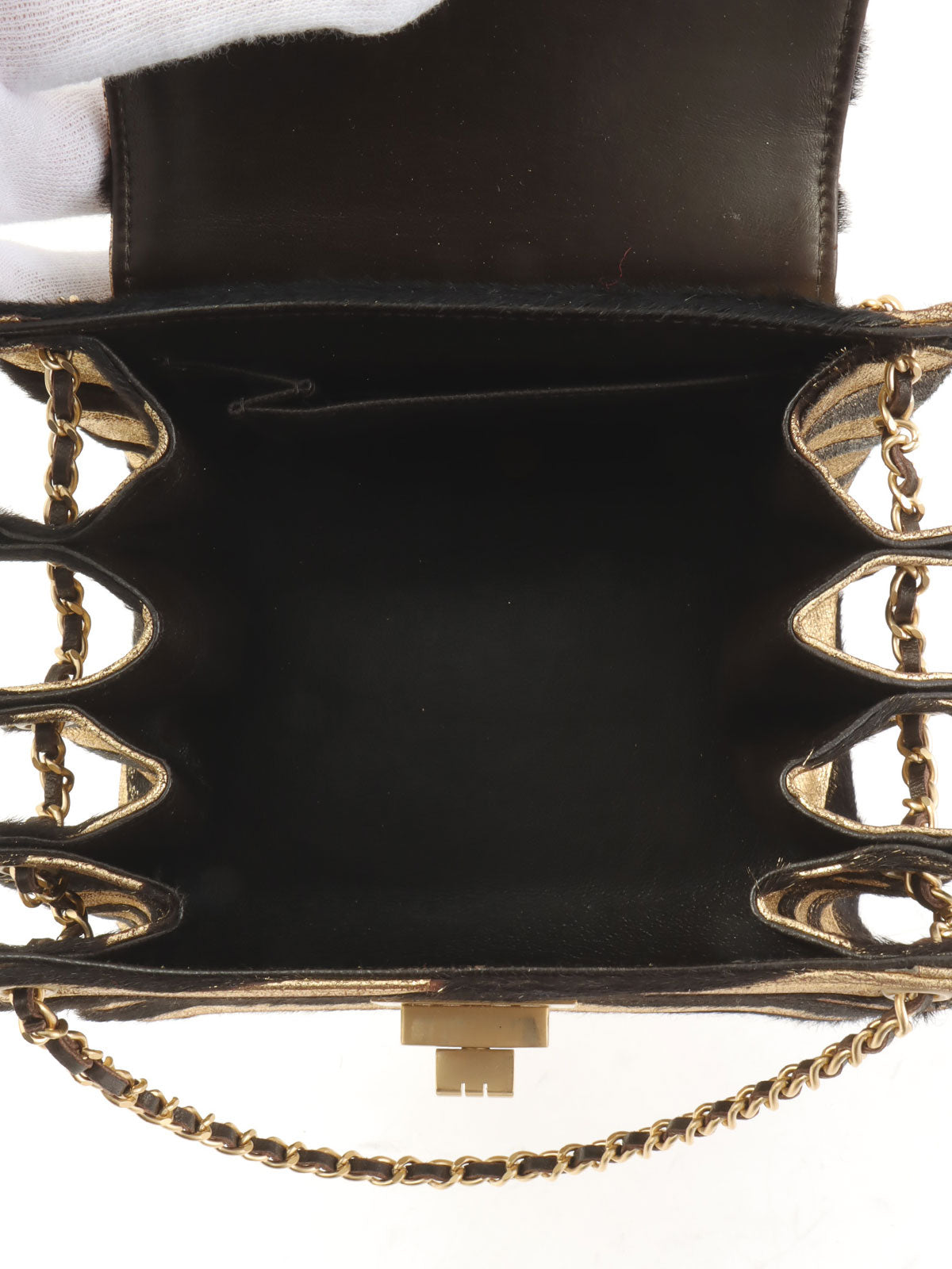 2000年頃製 ゼブラモチーフ2.55チェーンミニハンドバッグ ゴールド/ブラック