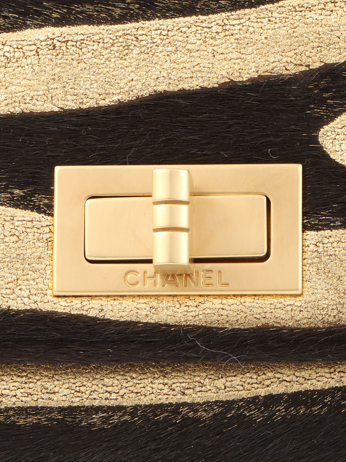 2000年頃製 ゼブラモチーフ2.55チェーンミニハンドバッグ ゴールド/ブラック