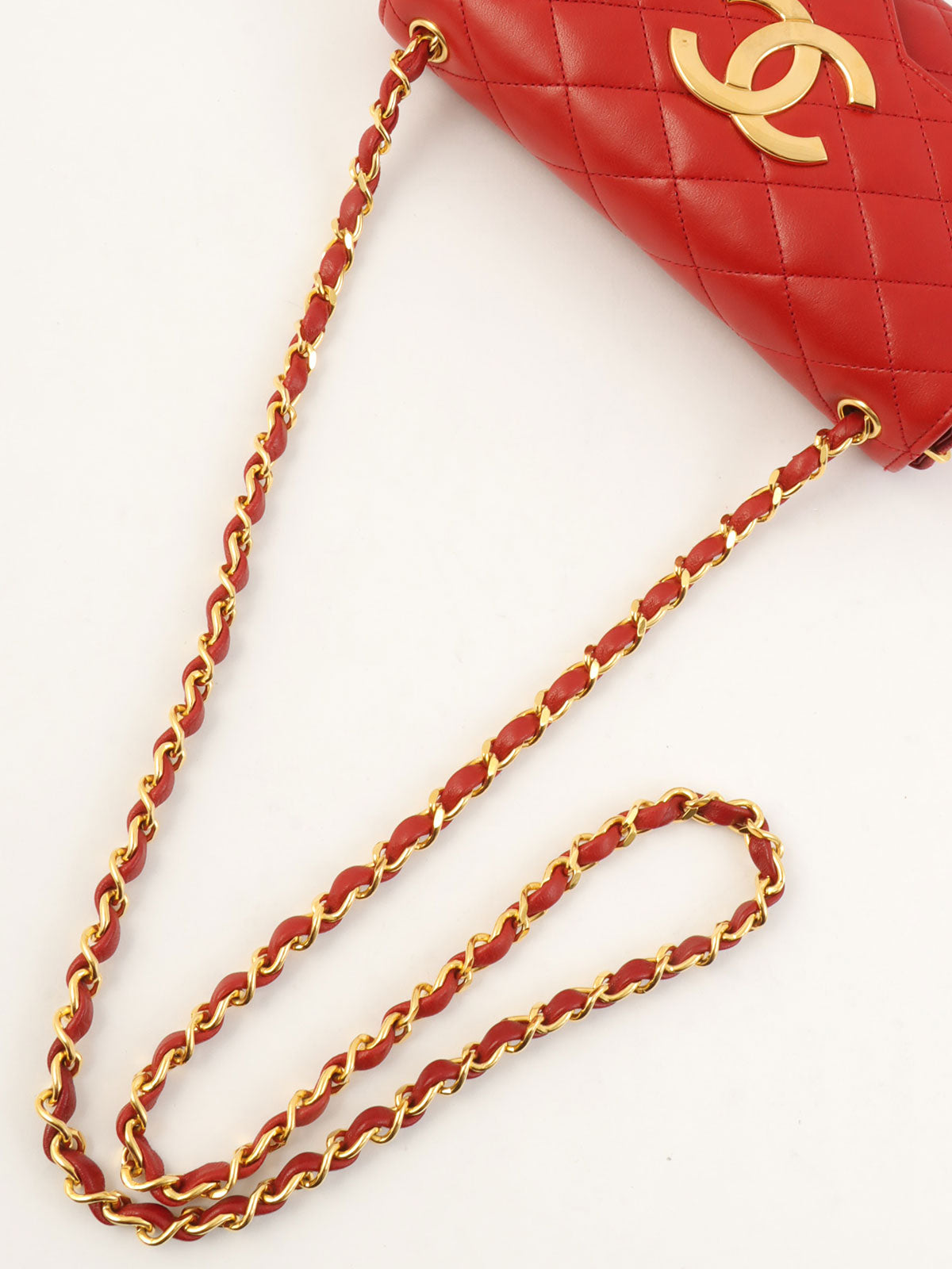 1985-1990 CC mark plate chain shoulder bag, red