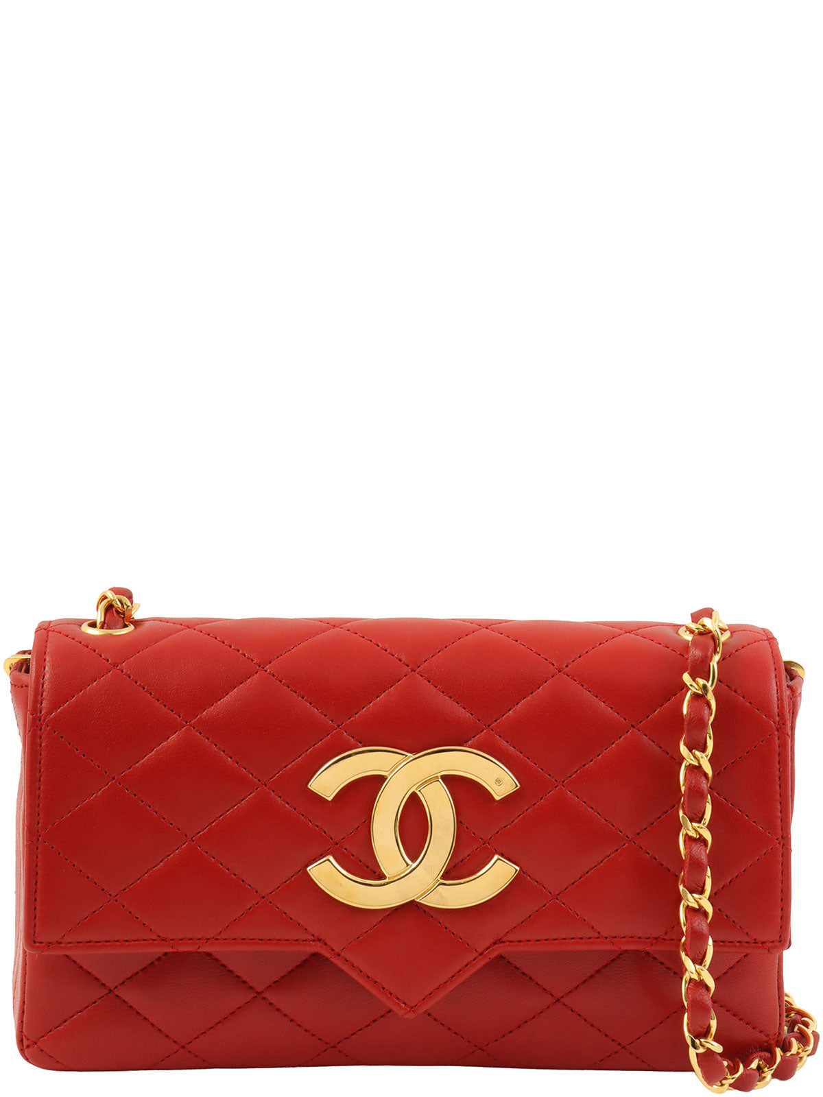 1985-1990 CC mark plate chain shoulder bag, red