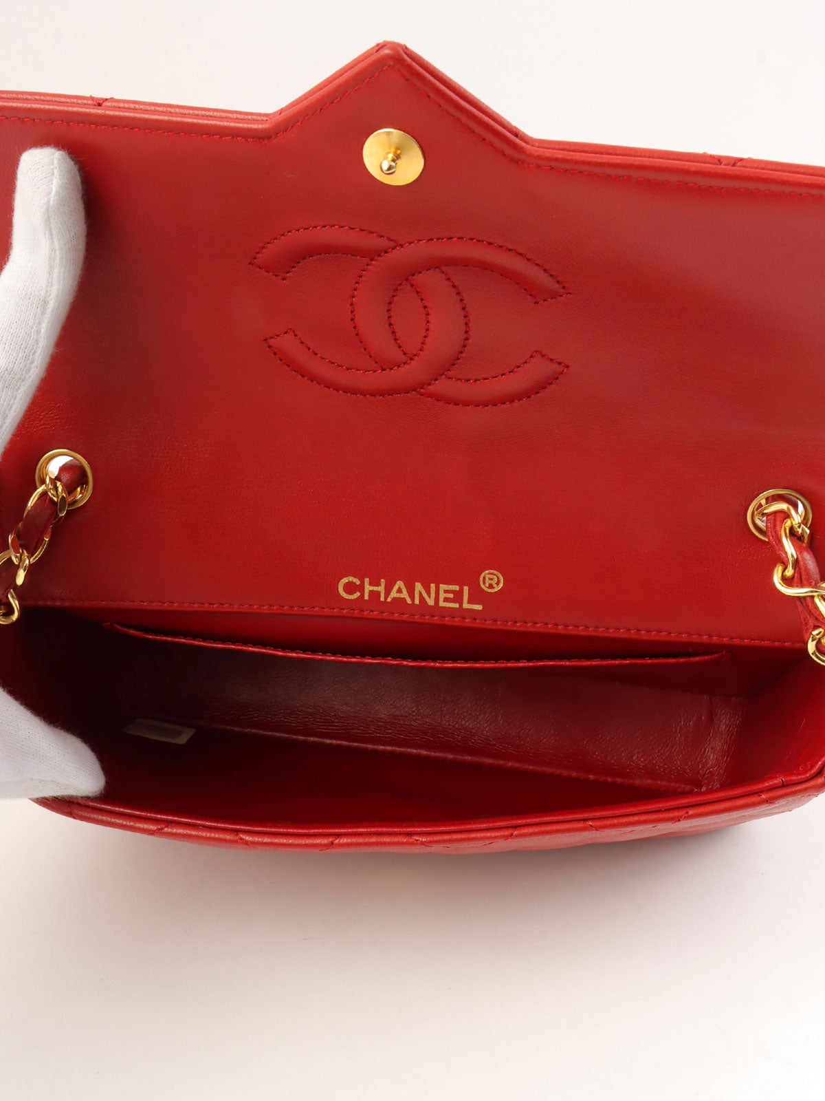 1985-1990 CC mark plate chain shoulder bag, red