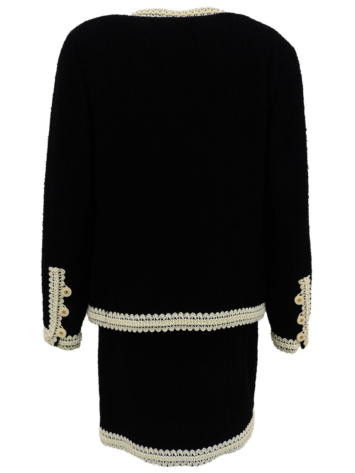 1994年製 ツイードノーカラーセットアップ ブラック/ホワイト