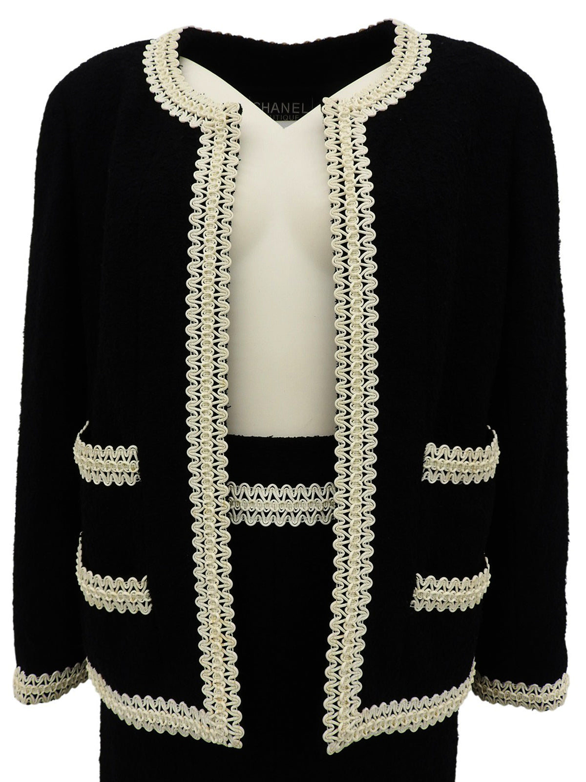 1994年製 ツイードノーカラーセットアップ ブラック/ホワイト