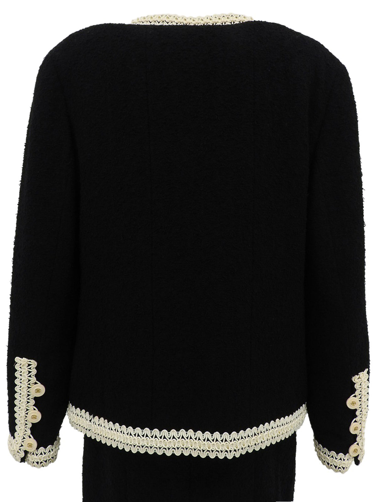 1994年製 ツイードノーカラーセットアップ ブラック/ホワイト