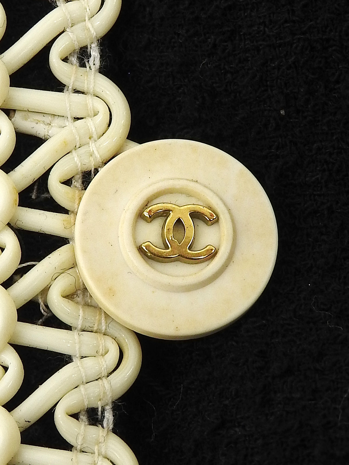 1994年製 ツイードノーカラーセットアップ ブラック/ホワイト