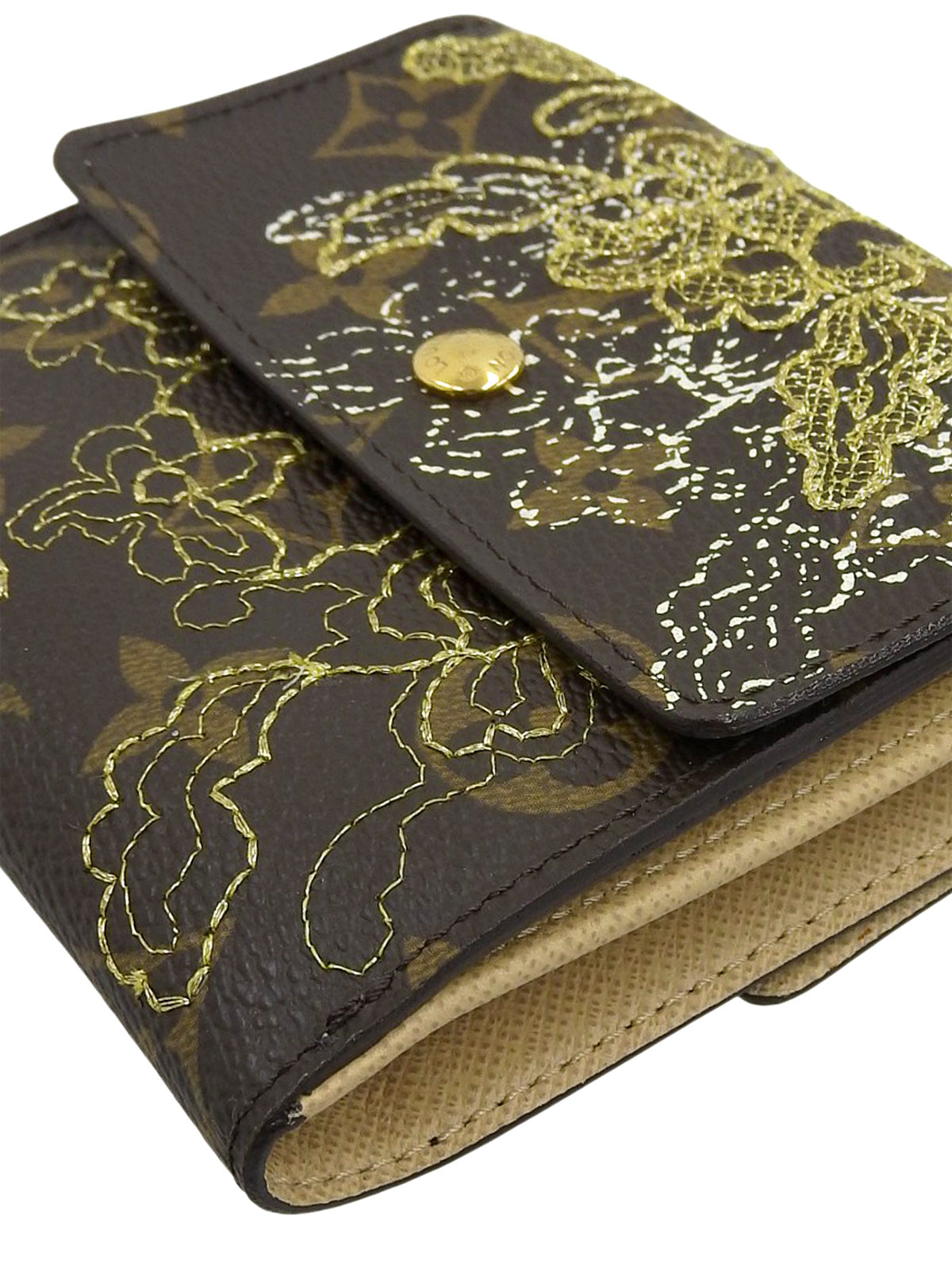 2007 年 Monogram Dentel Porte Monnaie Carte Credit 棕色