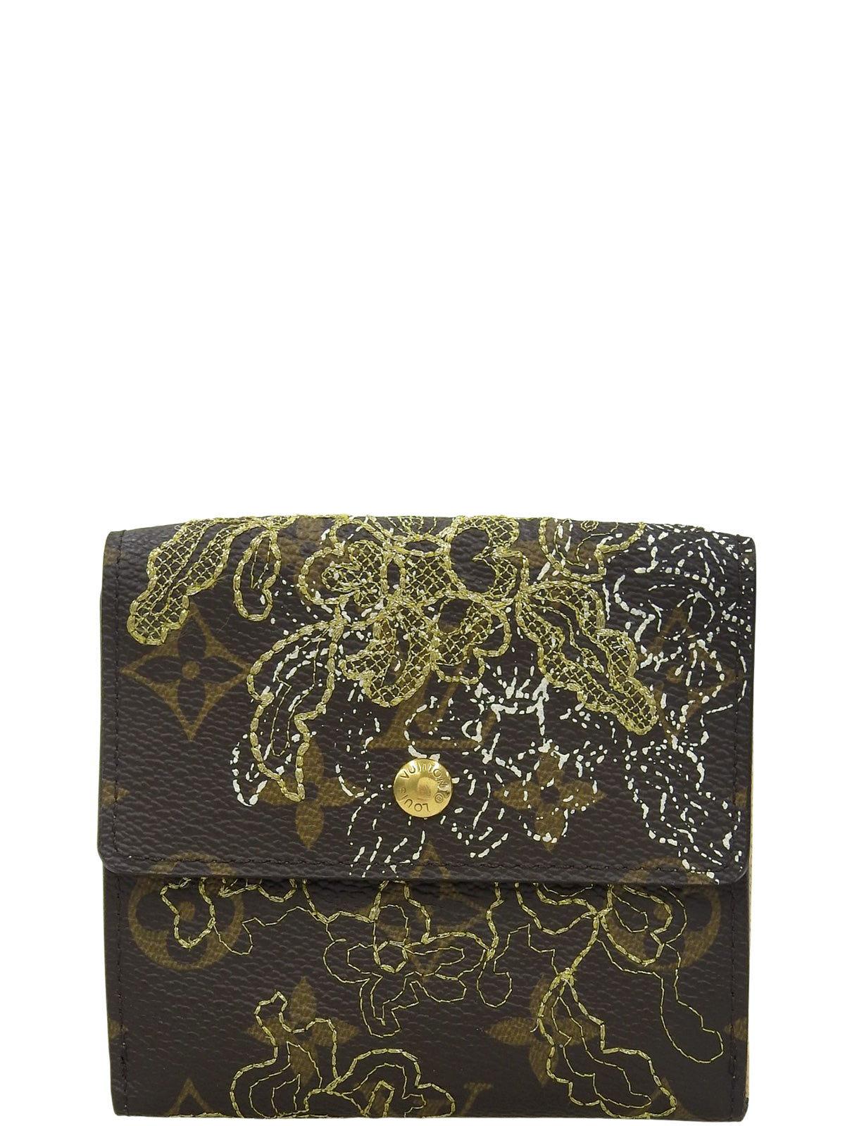 2007 年 Monogram Dentel Porte Monnaie Carte Credit 棕色