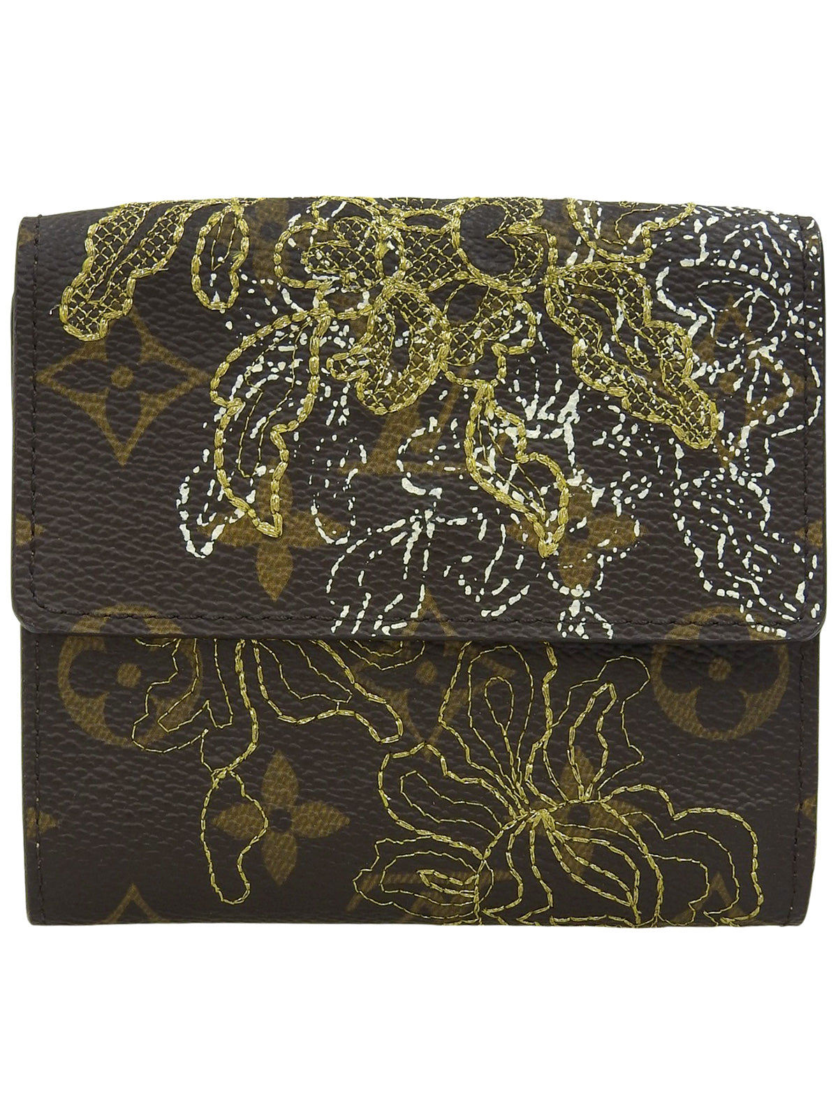 2007 年 Monogram Dentel Porte Monnaie Carte Credit 棕色