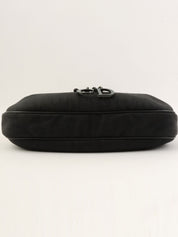 黑色马蹄纹缎带图案手提包