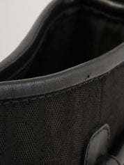 黑色马蹄纹缎带图案手提包