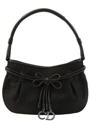 黑色马蹄纹缎带图案手提包