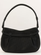 黑色马蹄纹缎带图案手提包