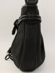 黑色马蹄纹缎带图案手提包