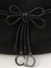 黑色马蹄纹缎带图案手提包