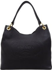 Logo Embossed Tote Bag in Black
