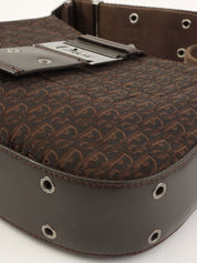 Street Chic Trotter Pattern Shoulder Bag in Dark Brown