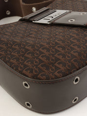 Street Chic Trotter Pattern Shoulder Bag in Dark Brown