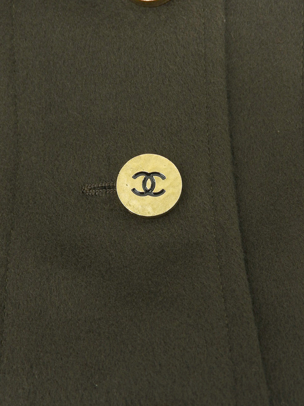 1994年製 カシミアCCマークボタンロングコート カーキ