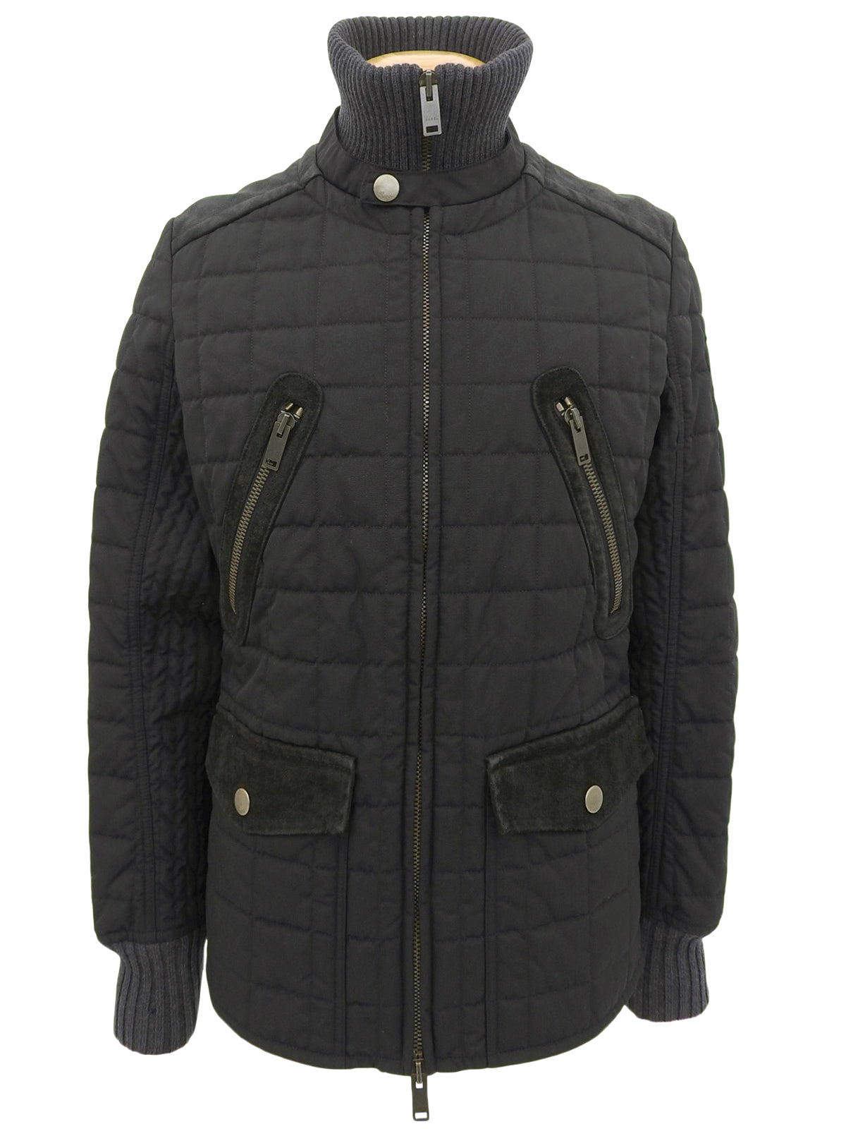 キルティングロゴエンブレムジャケット ブラック