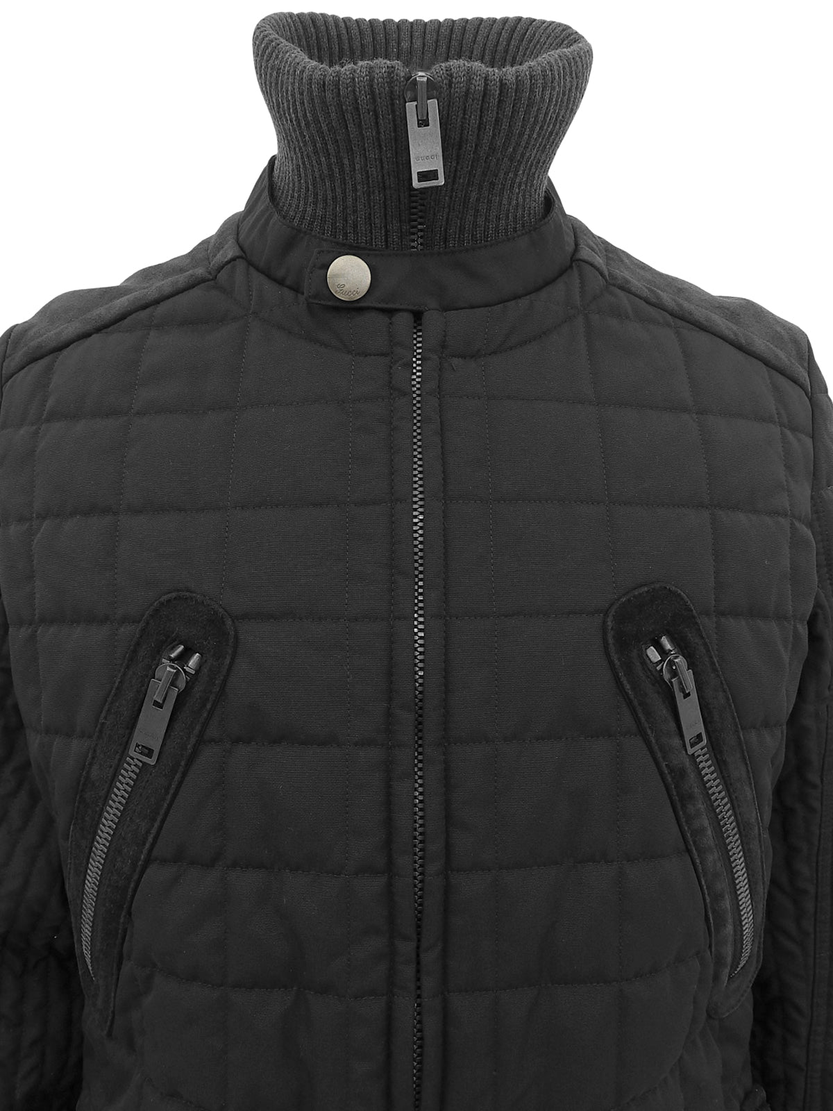 キルティングロゴエンブレムジャケット ブラック