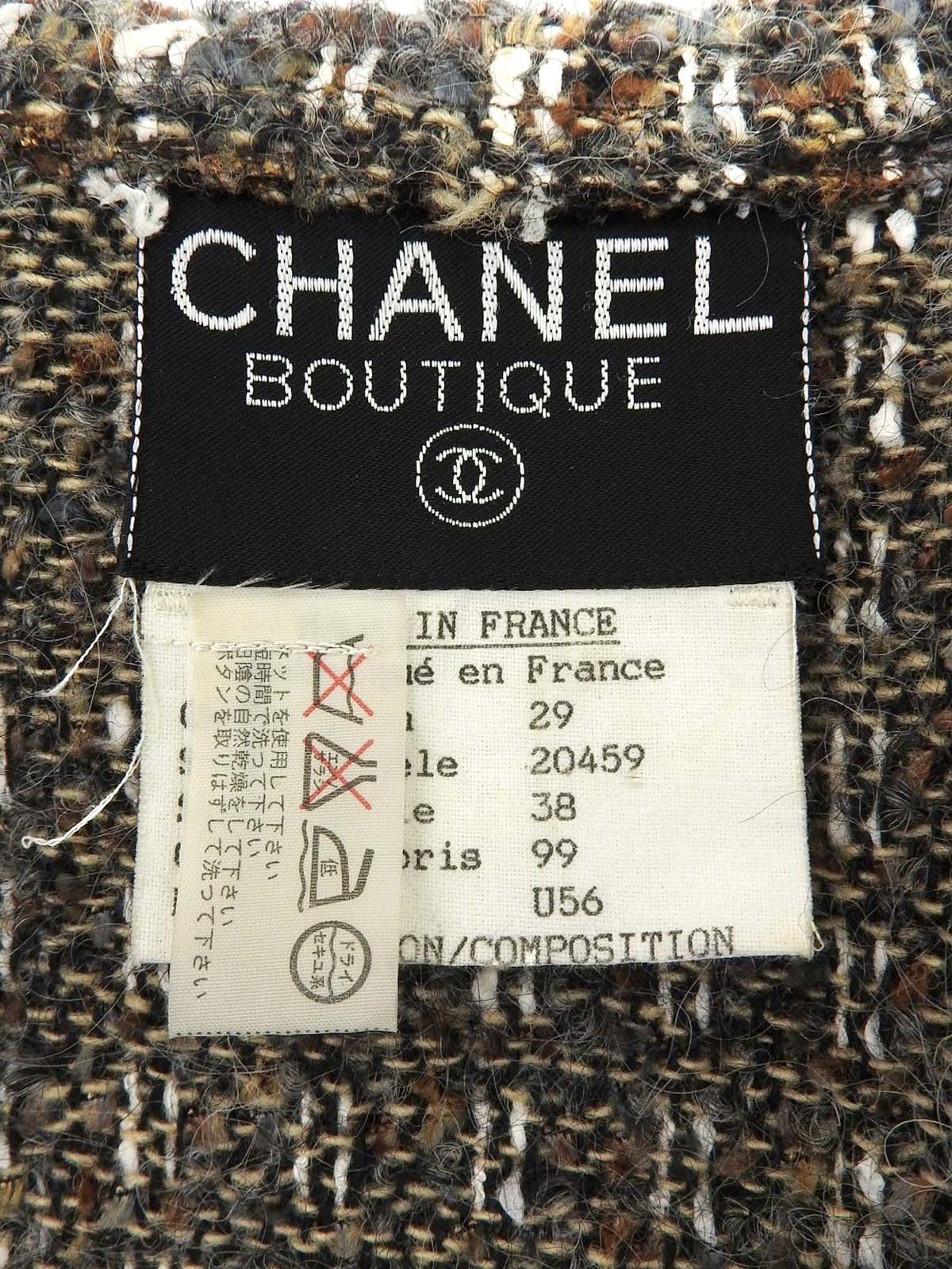 CCマークボタンツイードジャケット カーキ/グレー