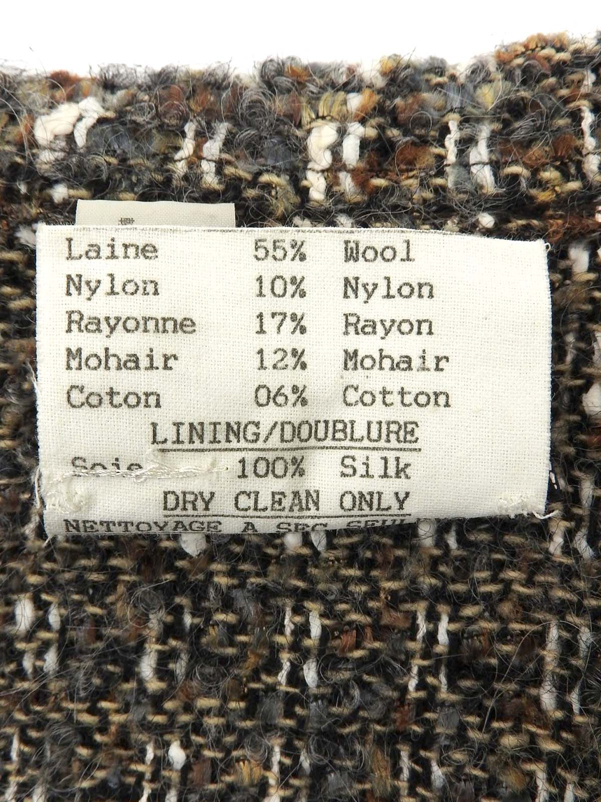 CCマークボタンツイードジャケット カーキ/グレー