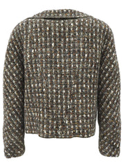 CCマークボタンツイードジャケット カーキ/グレー