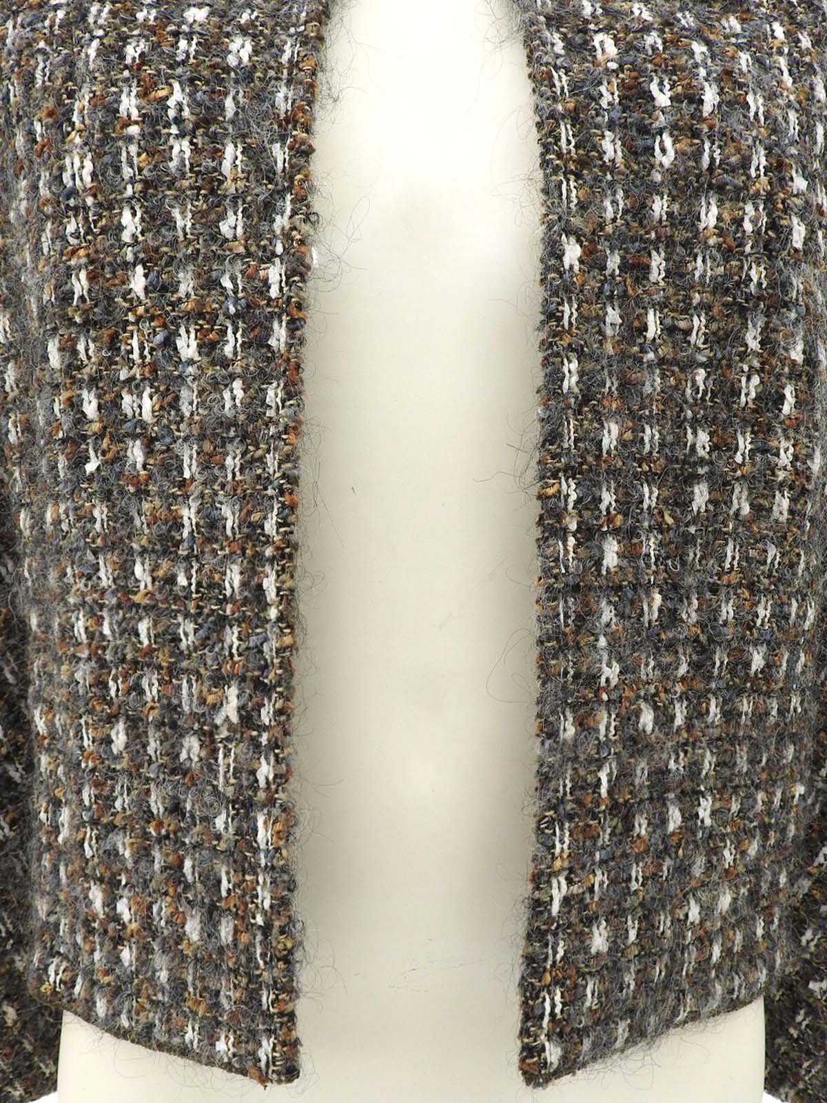 CCマークボタンツイードジャケット カーキ/グレー