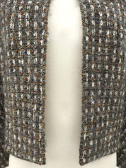 CCマークボタンツイードジャケット カーキ/グレー