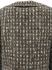 CCマークボタンツイードジャケット カーキ/グレー