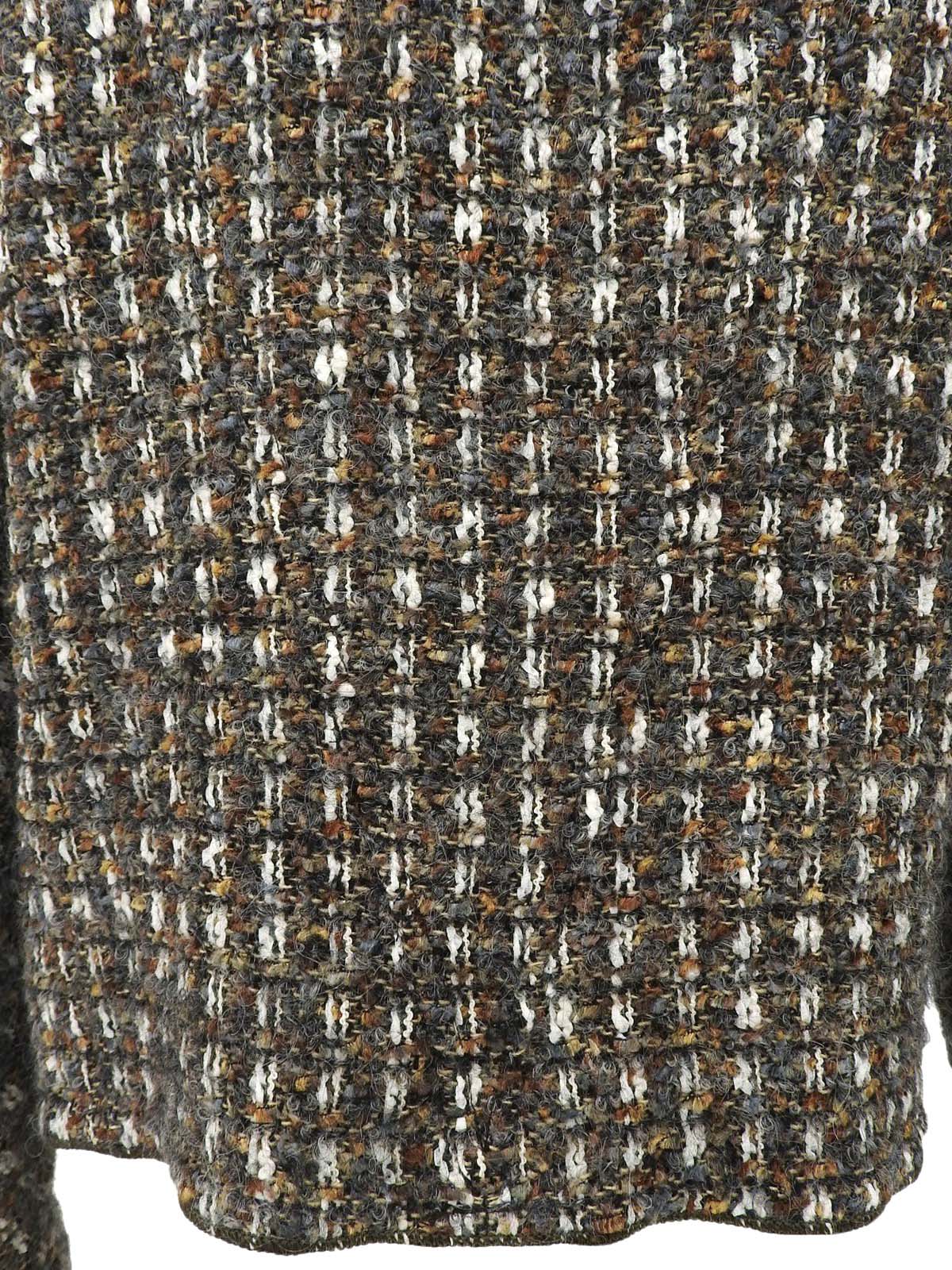 CCマークボタンツイードジャケット カーキ/グレー