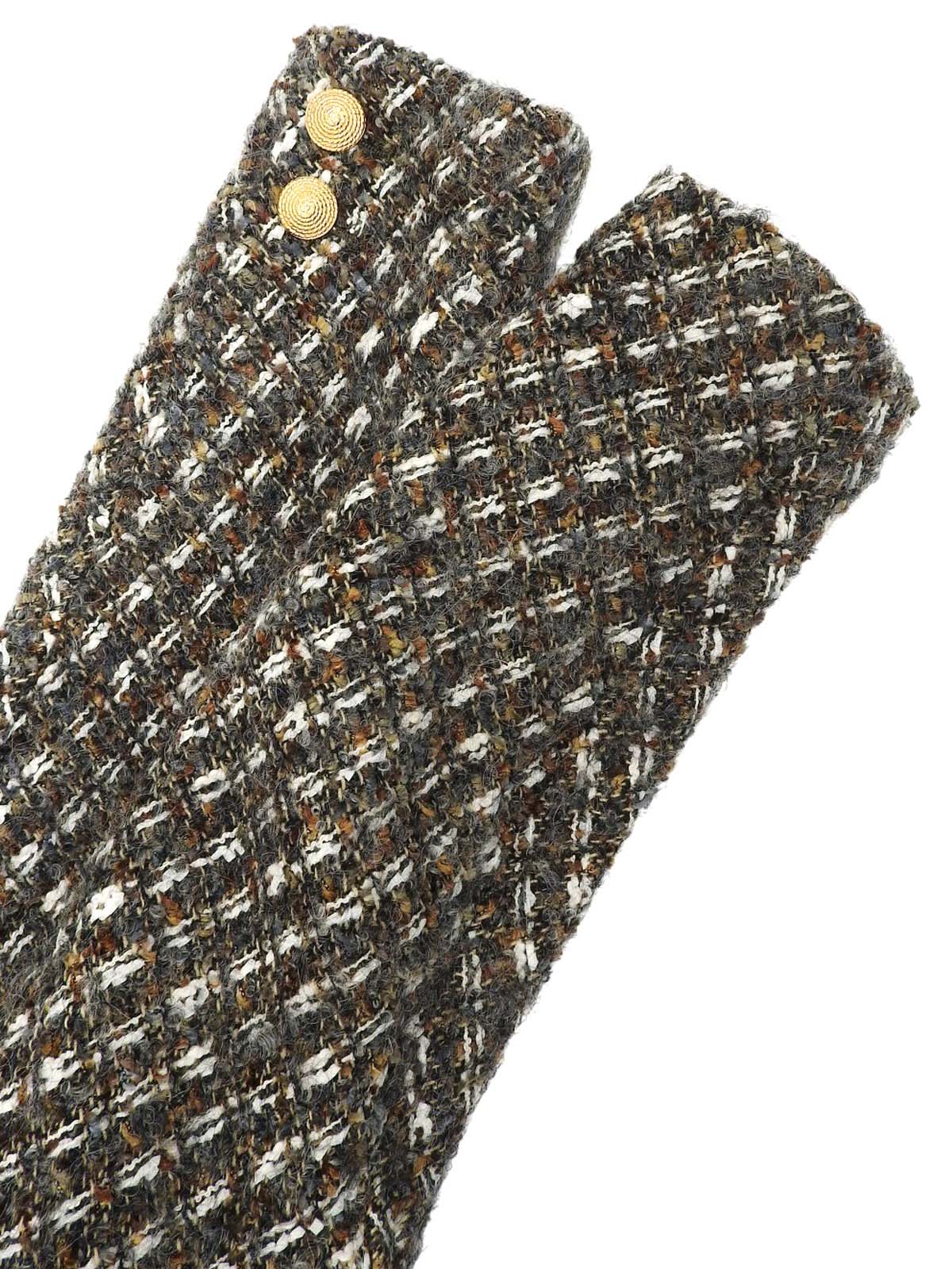 CCマークボタンツイードジャケット カーキ/グレー