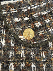 CCマークボタンツイードジャケット カーキ/グレー