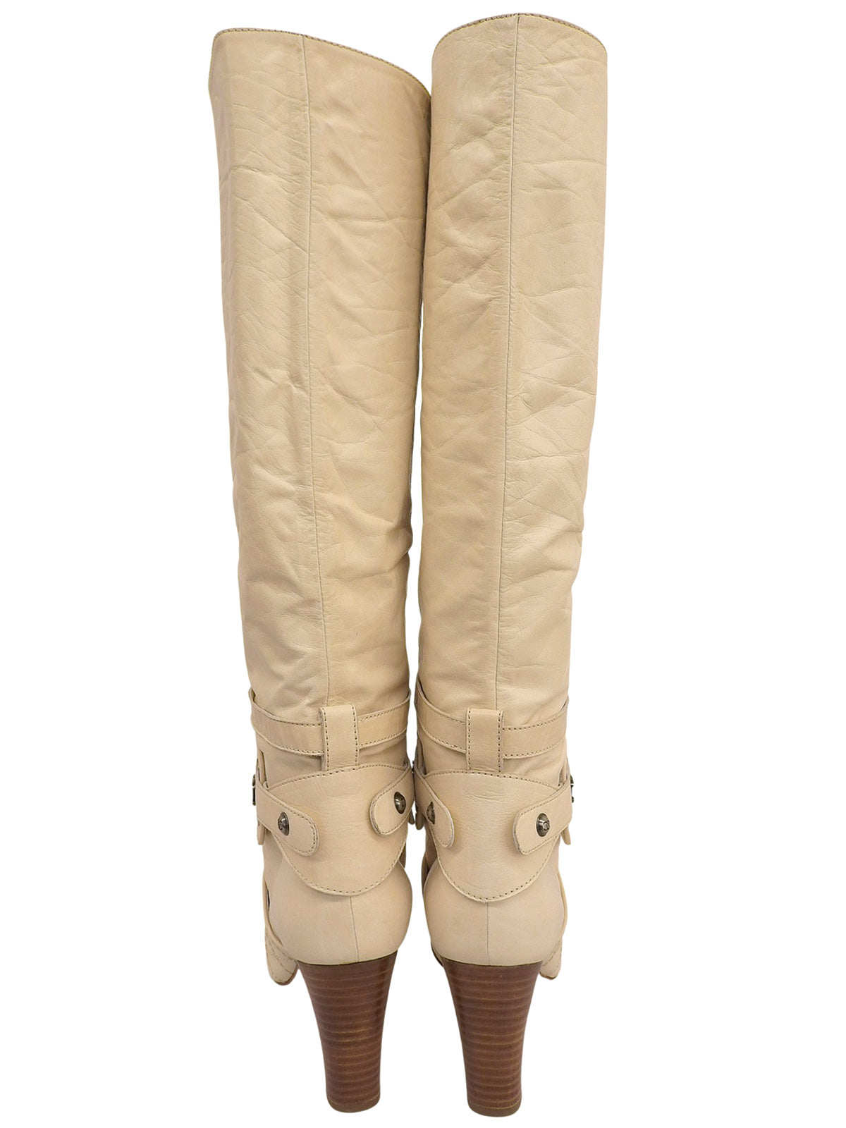 マトラッセステッチCCマークプレートロングブーツ アイボリー