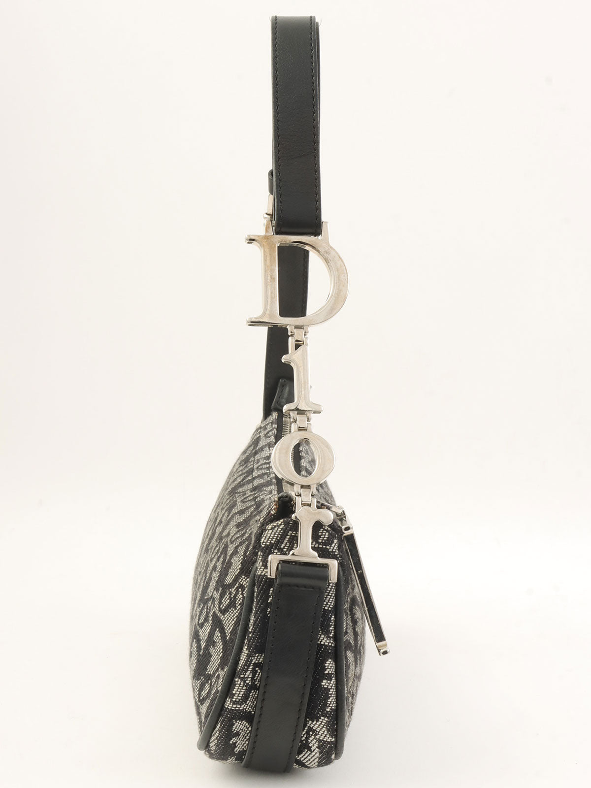 Trotter Pattern Logo Plate Shoulder Bag Black