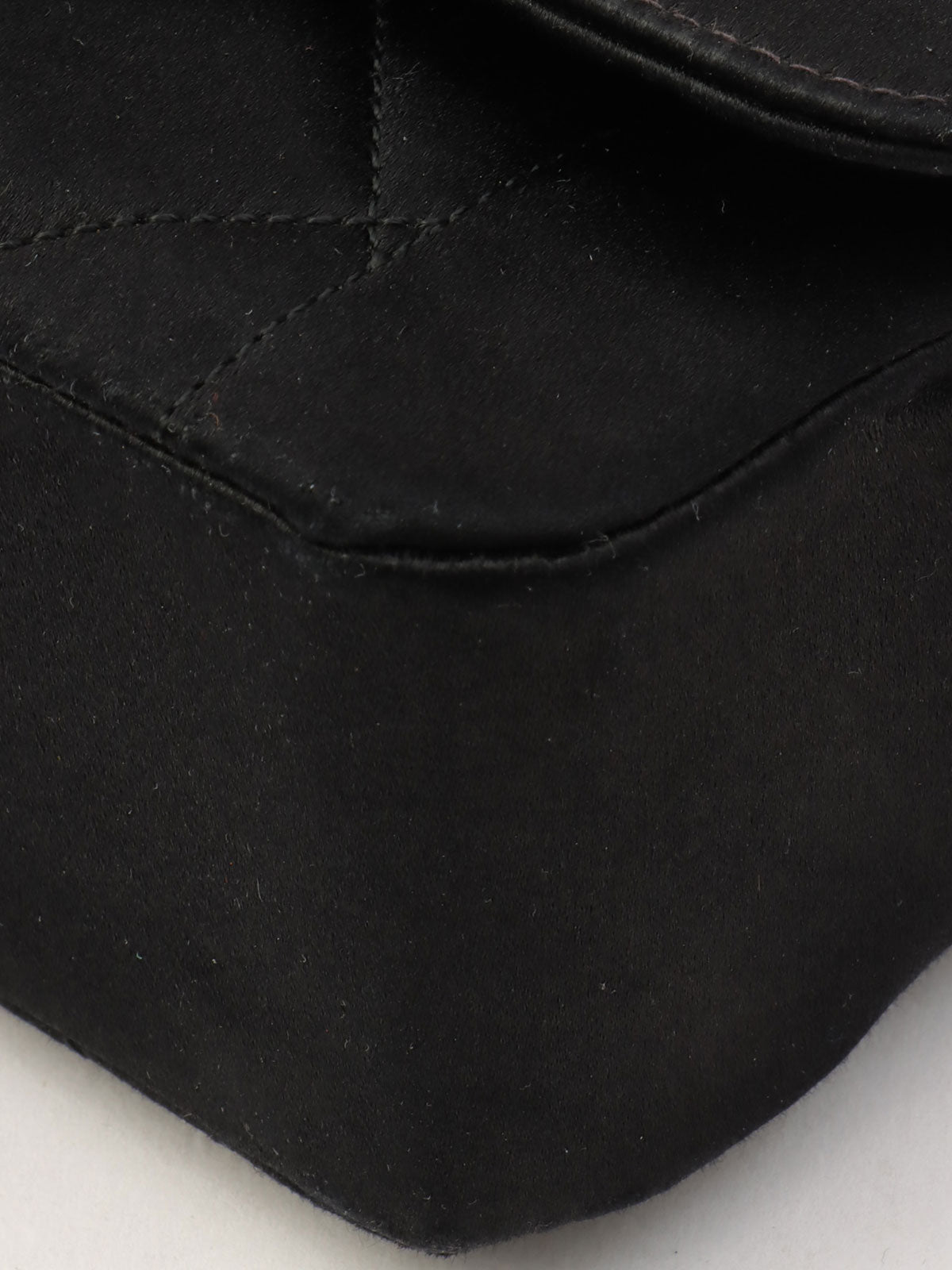 Around 1990 Made Silk Satin Classic Flap Chain Bag Mini Black